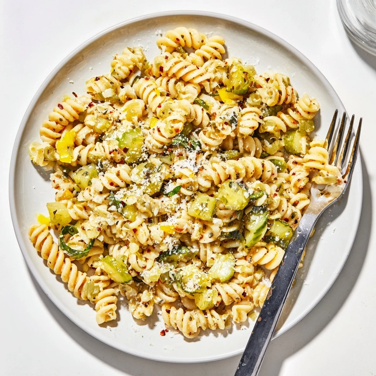 Savory Lemon Basil Pickle Pasta featuring zesty pickles and aromatic basil for vibrant flavor.