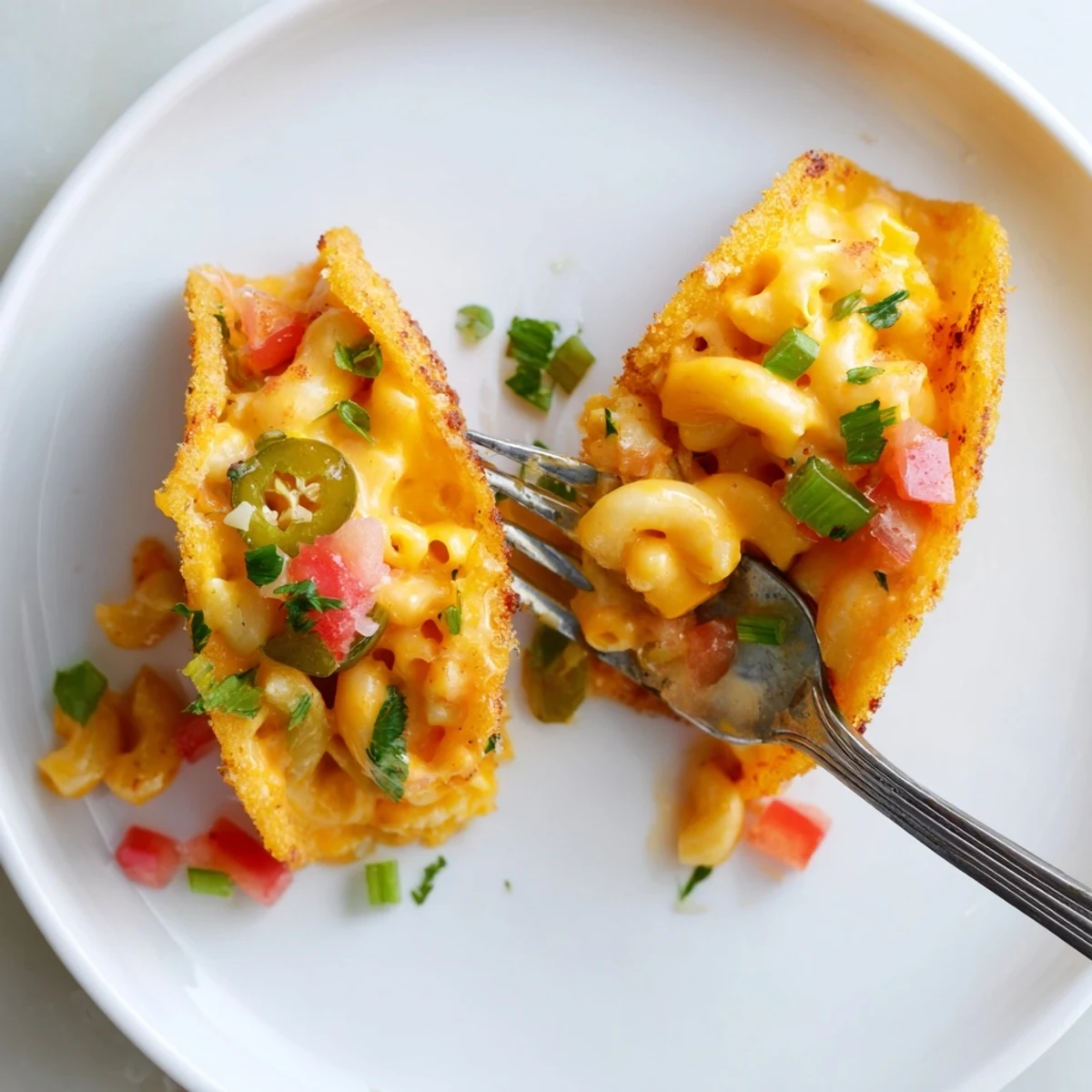 Creamy Mac and Cheese Parmesan Tacos served in crispy cheese shells.