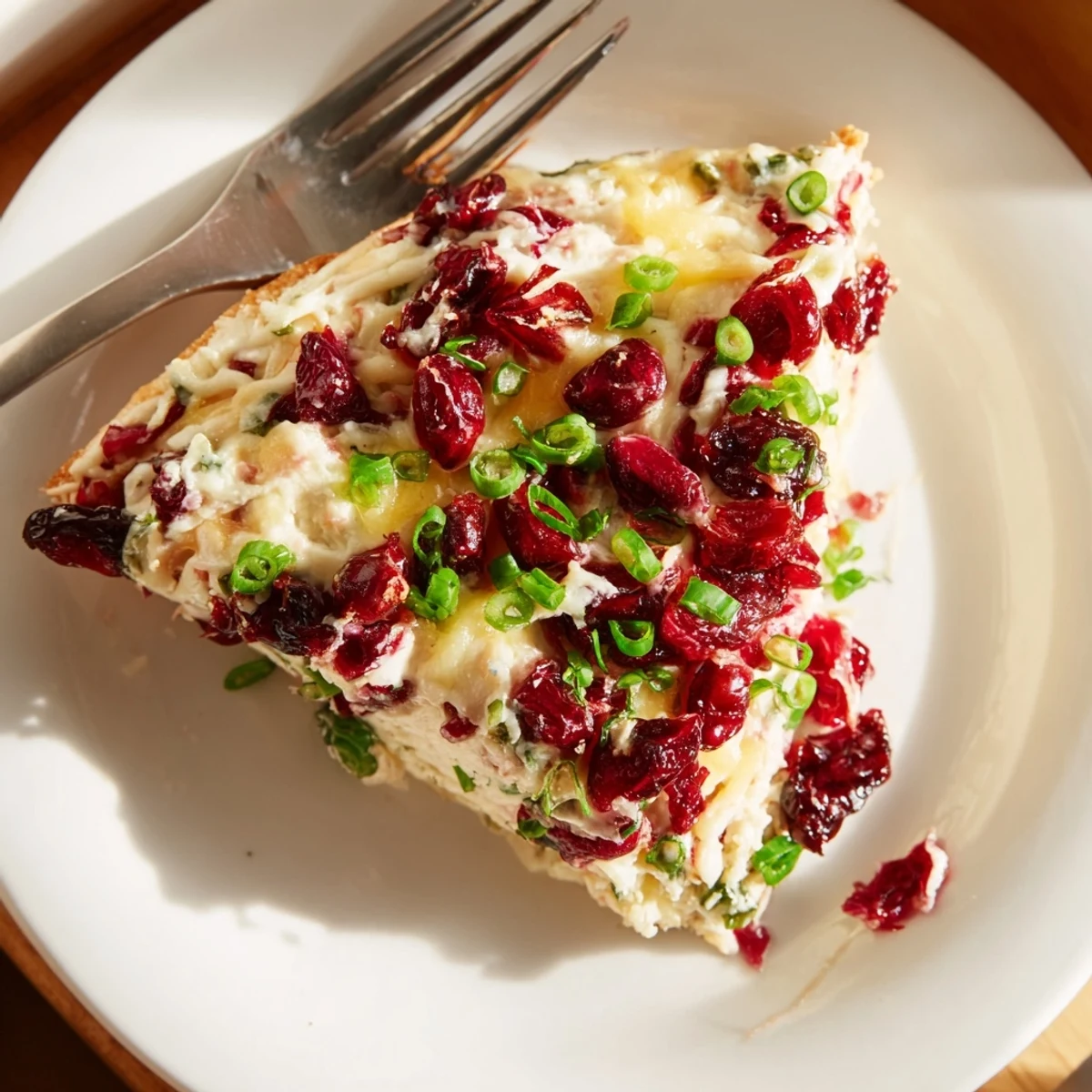 Golden crust cranberry jalapeño dip pizza with creamy layers and zesty jalapeños.