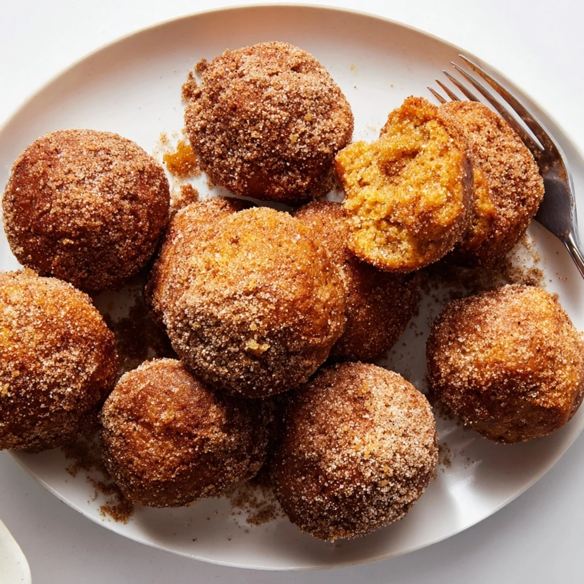 Soft ginger-spiced pumpkin muffin fritters dusted in cinnamon sugar, perfect for fall.