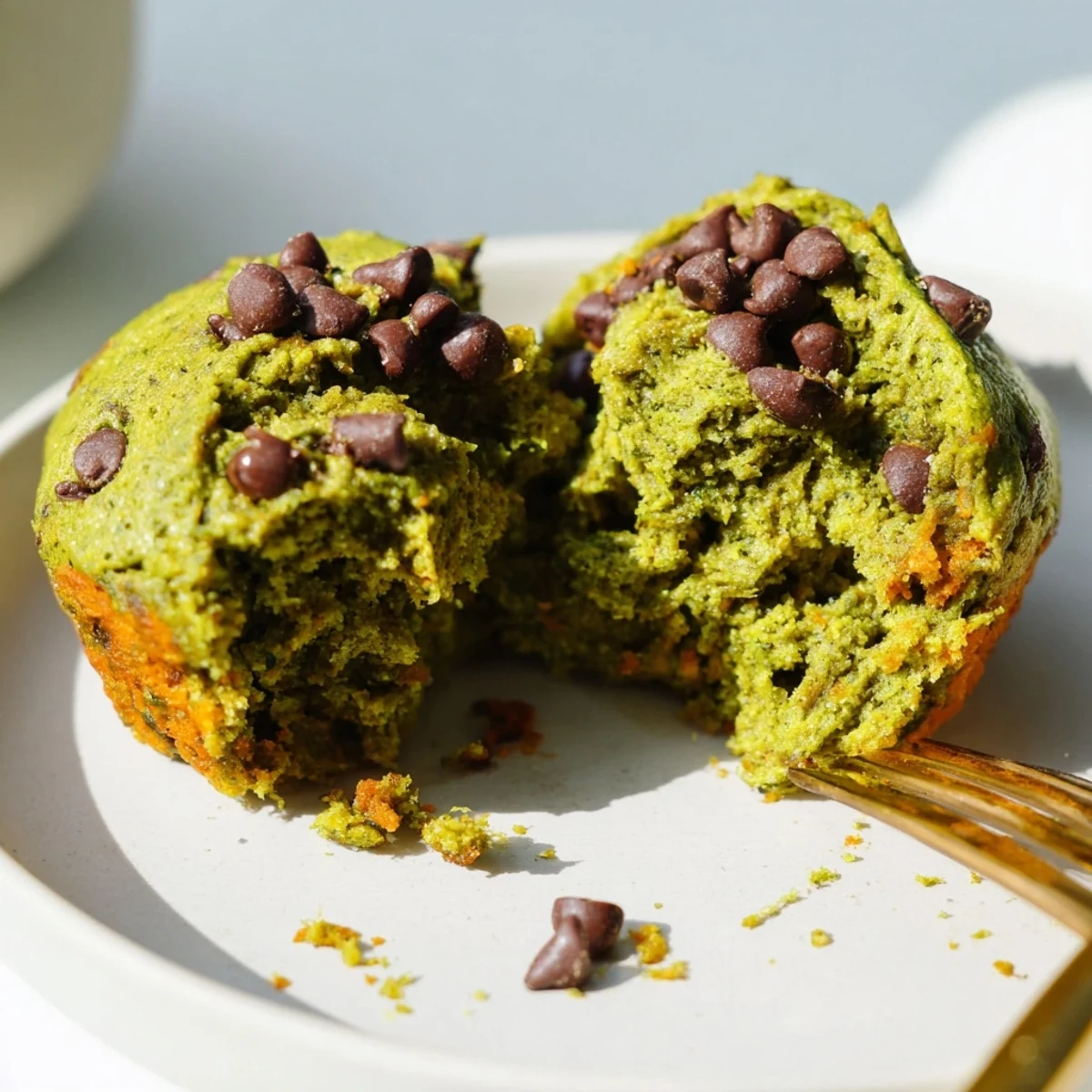 Bite-sized Matcha Pumpkin Chocolate Muffin Bites, a delightful fusion of flavors and textures.