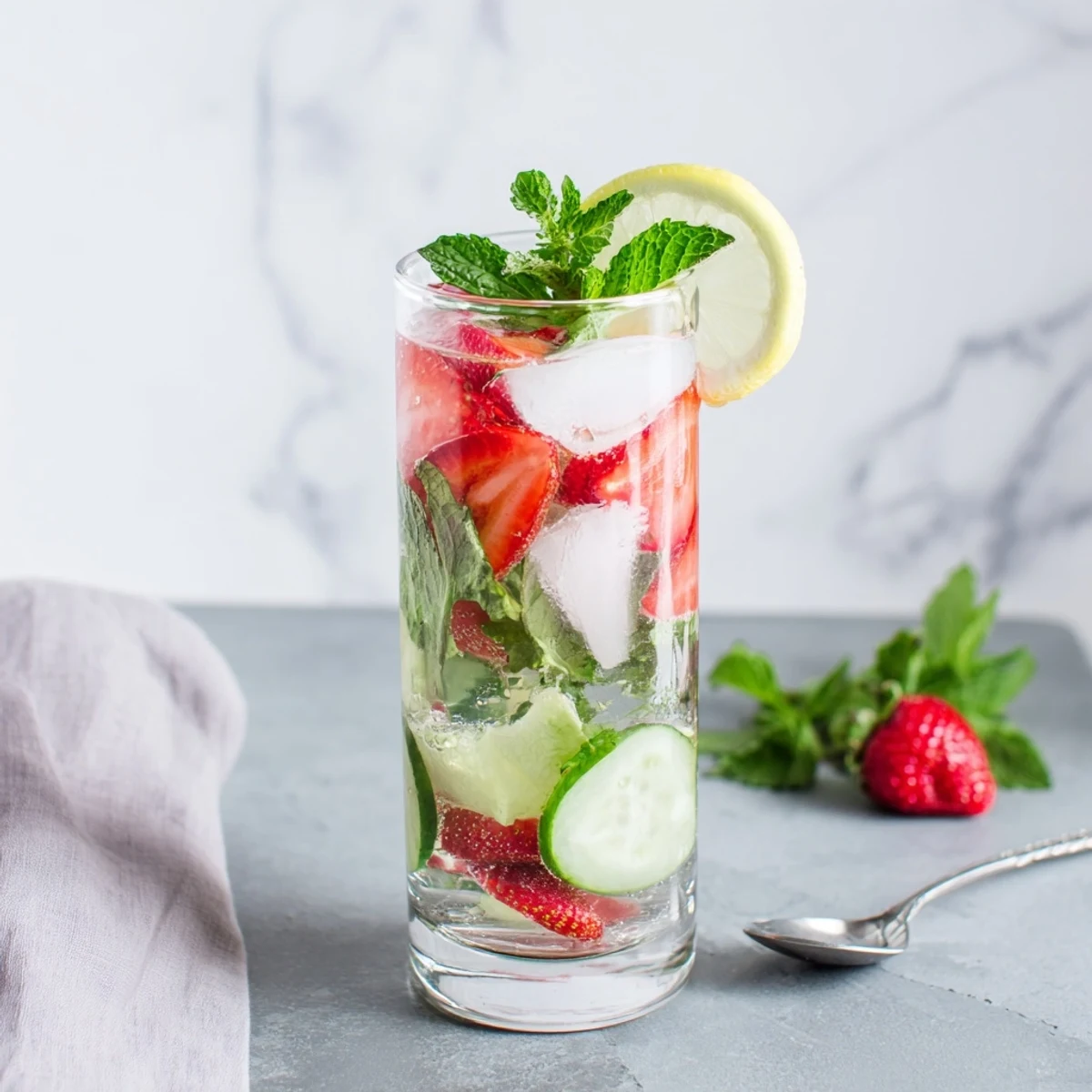 Refreshing water-based mocktails with vibrant fruit and mint for healthy sipping.  
