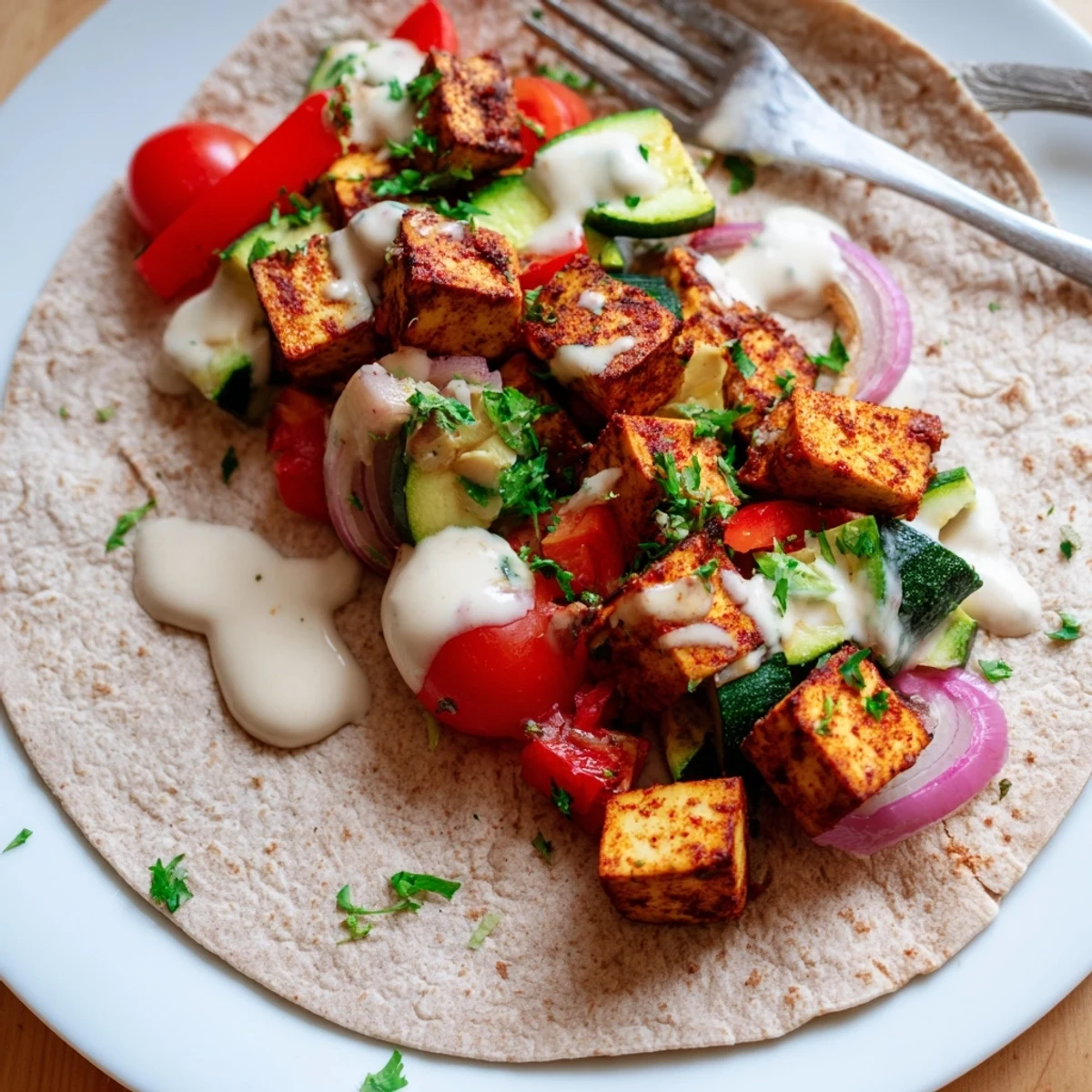 Colorful vegan viral recipe remake filled with nutritious veggies and savory tofu bites.