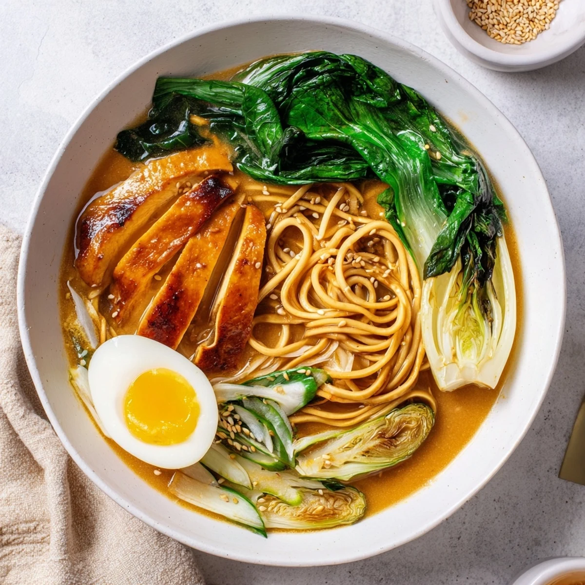 Picture this: tender turkey and crunchy sprouts in flavorful Fusion Turkey Ramen ready to eat.