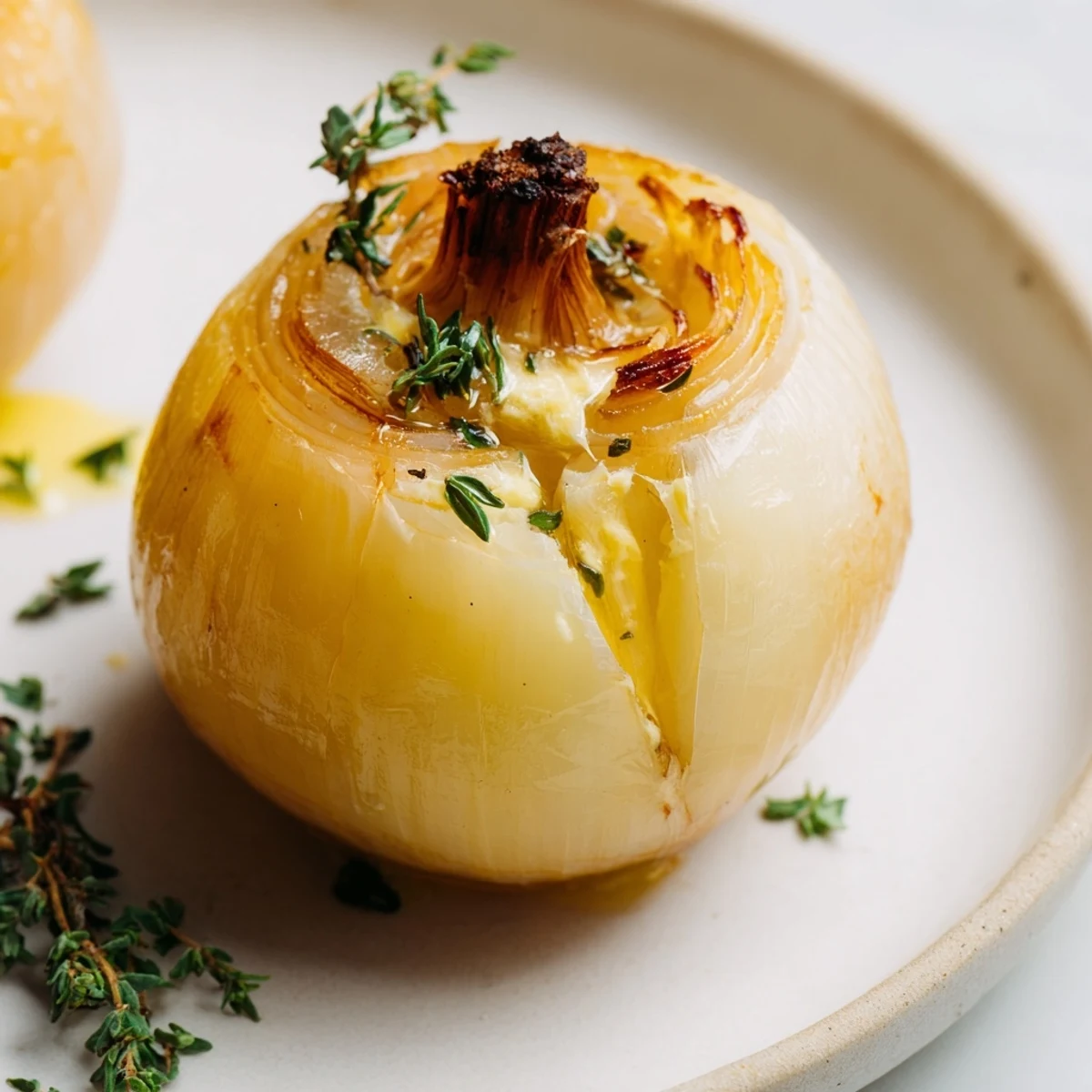 Golden brown, roasted Onion Boil: a meltingly tender onion bursting with herb-infused butter.