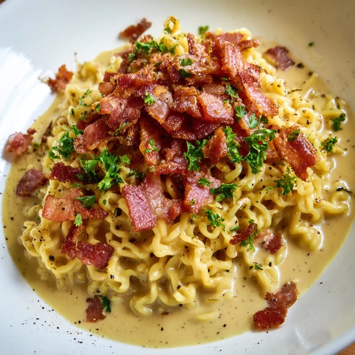 This satisfying Instant Pot Carbonara Ramen is a fusion dish with savory noodles, perfect for dinner tonight.