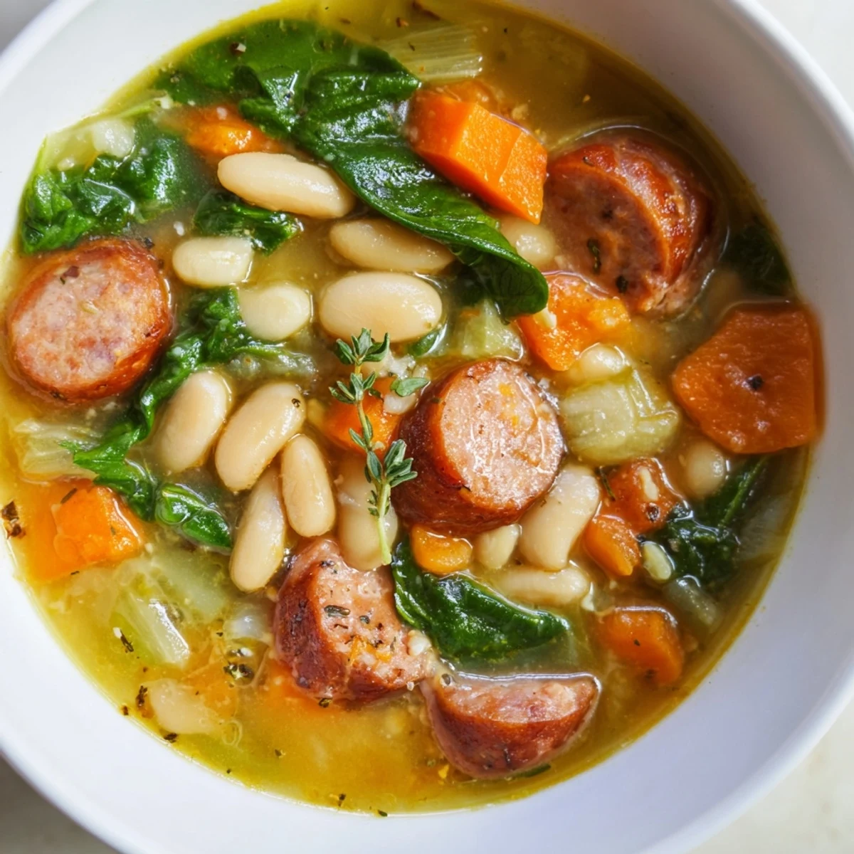 Simple Sausage White Bean Soup