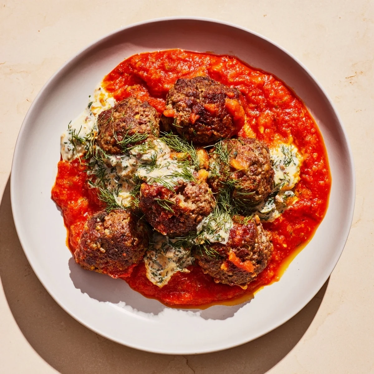 Juicy Instant Pot Greek Meatballs glistening in a vibrant tomato sauce, ready to be enjoyed.