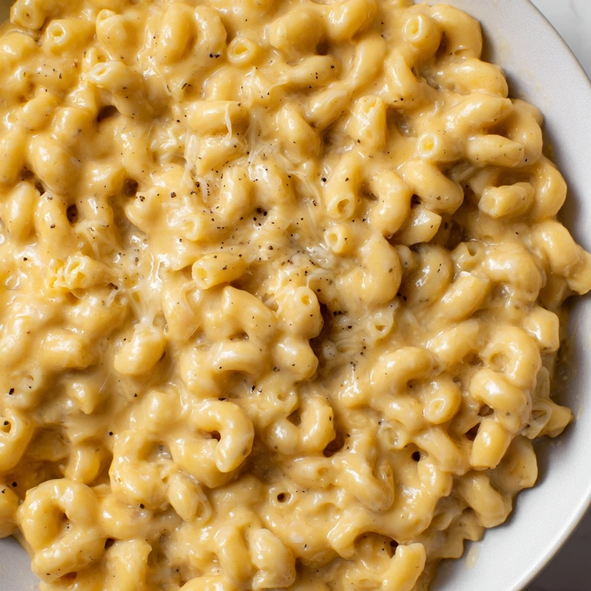 This photo features a steaming bowl of one-pot butternut squash mac & cheese, ready to be enjoyed.