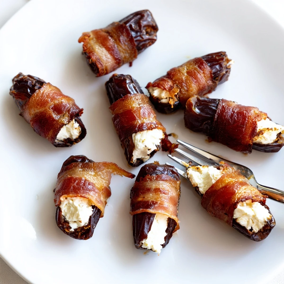 Golden-brown bacon-wrapped dates, oozing soft goat cheese, are a delicious Mediterranean-inspired treat.