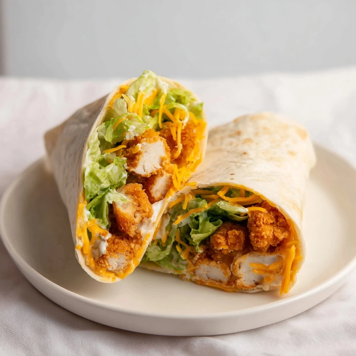 Golden-brown, crispy chicken and cheddar cheese fill this delicious Crispy Chicken Ranch Snack Wrap!