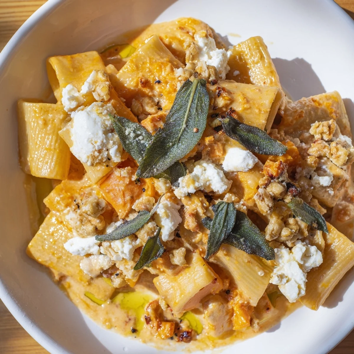 This Viral Sweet Potato Goat Cheese Sage pasta features perfectly caramelized sweet potatoes and crispy sage.