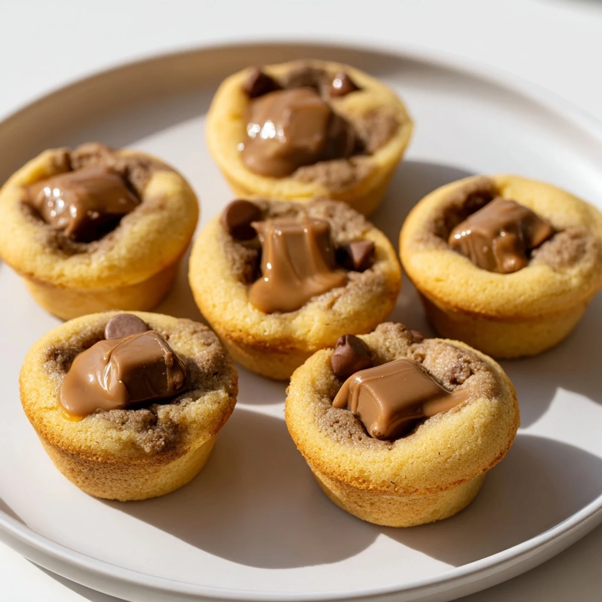 Fresh, homemade air fryer gooey cookie cups, perfect for satisfying your sweet tooth any time.