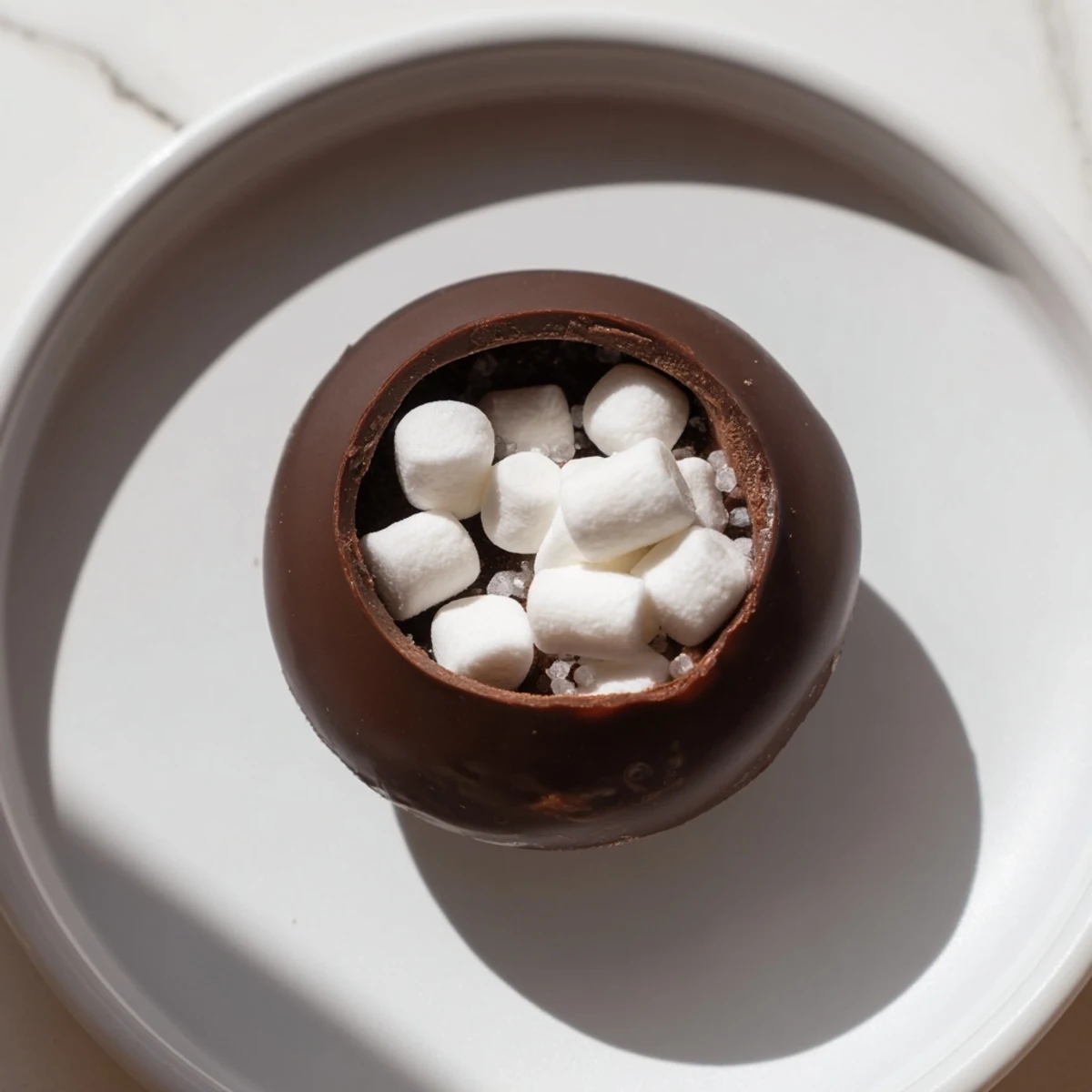 Enjoy the sweetness! A Budget-Friendly Hot Cocoa Bomb Cup awaits, overflowing with marshmallows ready to melt.