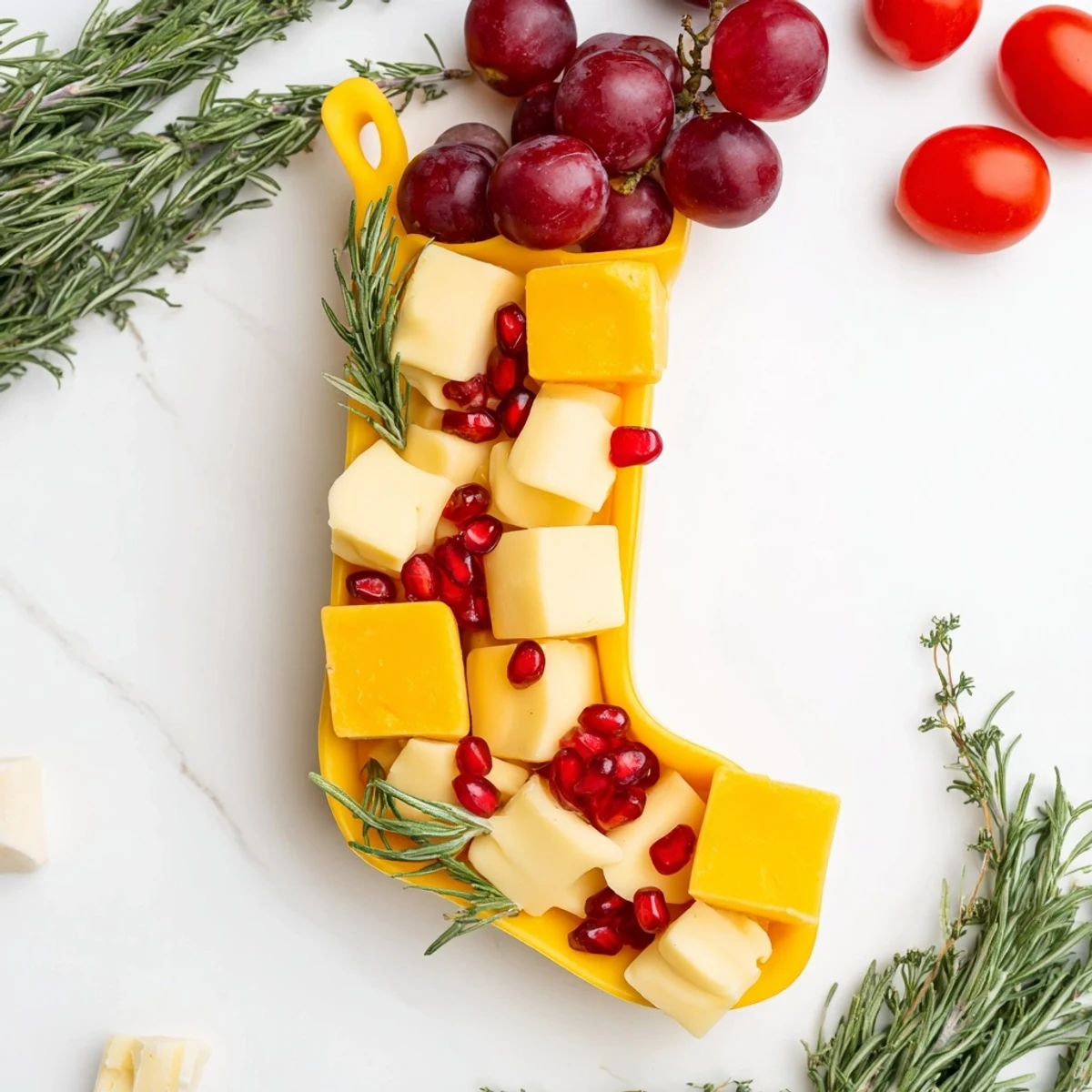 Holiday appetizer: This Christmas Stocking Snack Tray displays an assortment of goodies perfect for sharing.