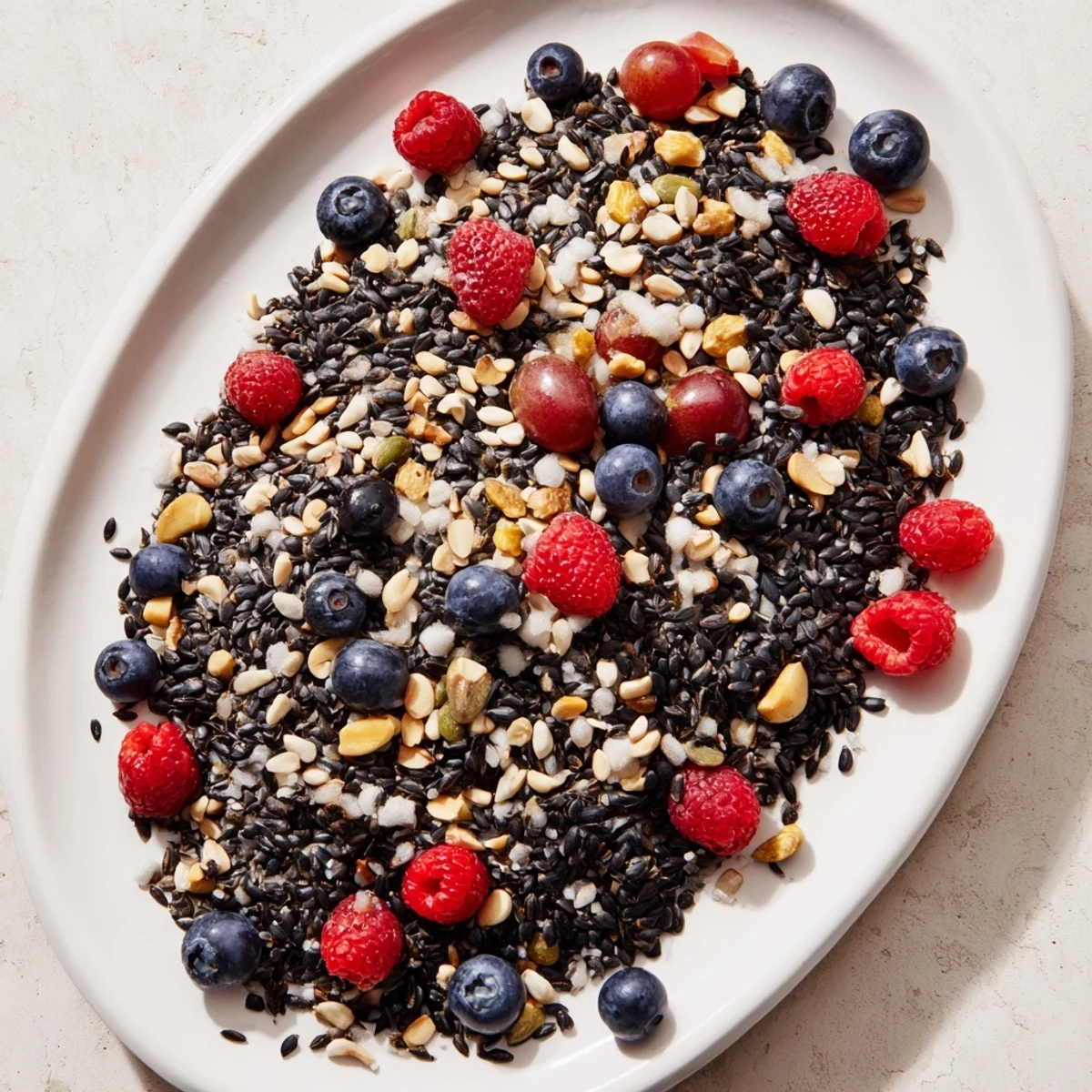 Fresh, juicy berries and seeds displayed on a Singing Bird Seed & Berry Platter, ready for hungry birds.