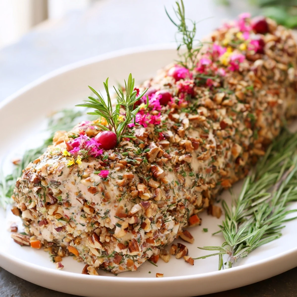 Yuletide Log Cheese Centerpiece