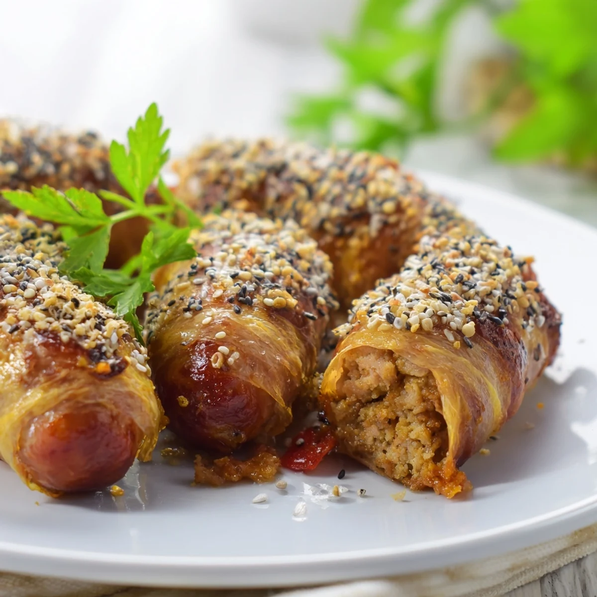 Enjoy the delicious aroma of freshly baked mini sausage roll half-circle wreath, perfect for a cozy gathering.