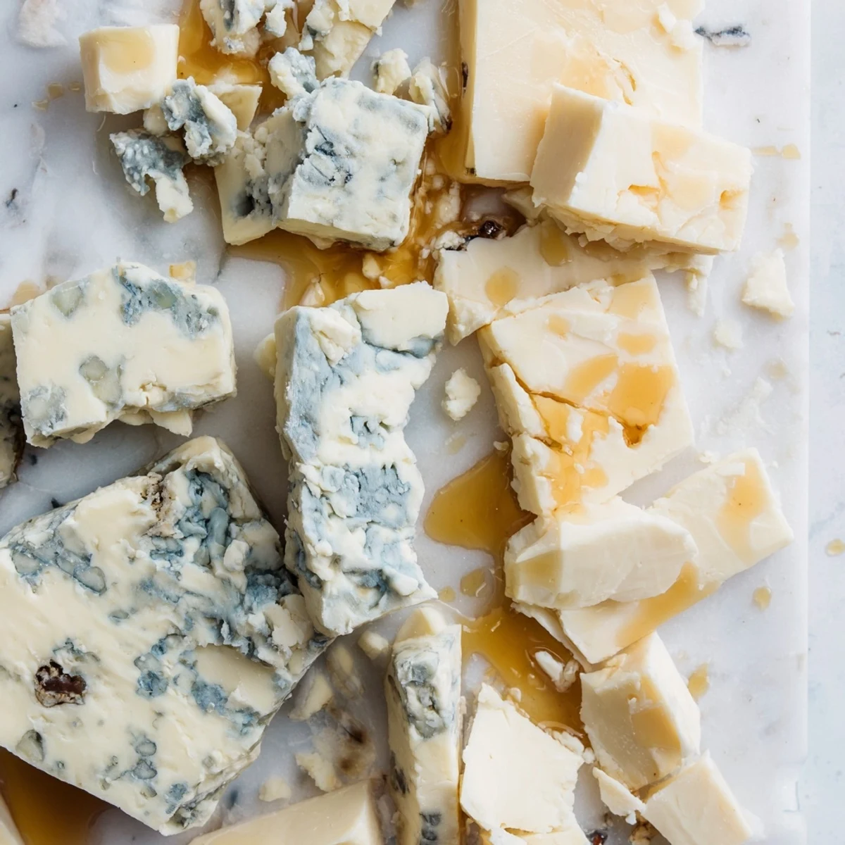 The Marble Quarry cheese board features bold blue cheese and cheddar chunks, ready to be enjoyed.