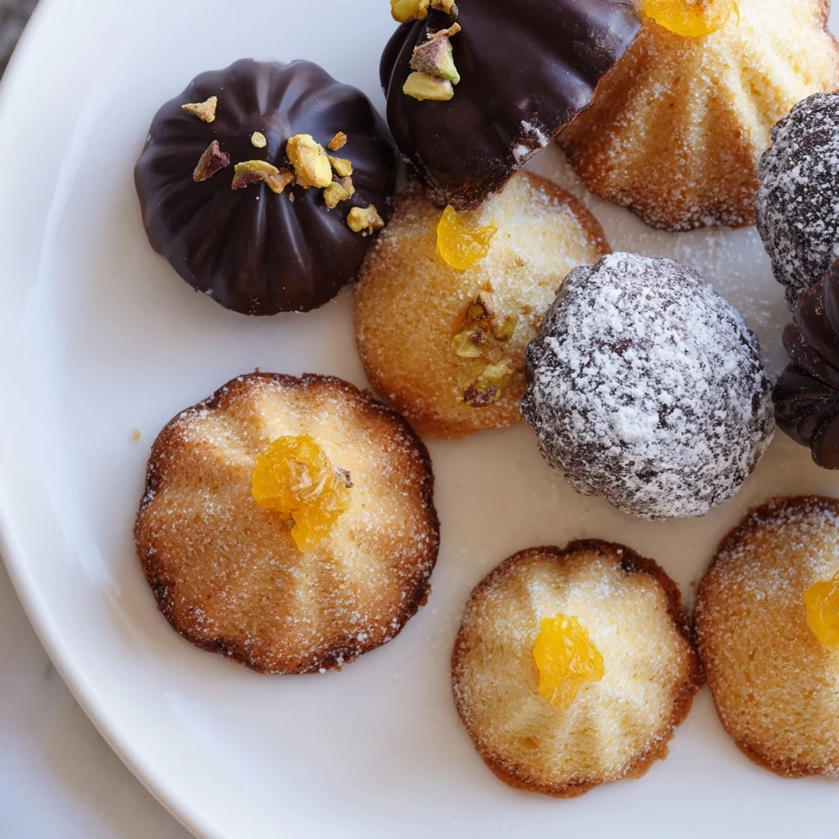 Festive platter of Mignardises Bonne Année 2026: assorted French sweets, perfect for any New Year's party.