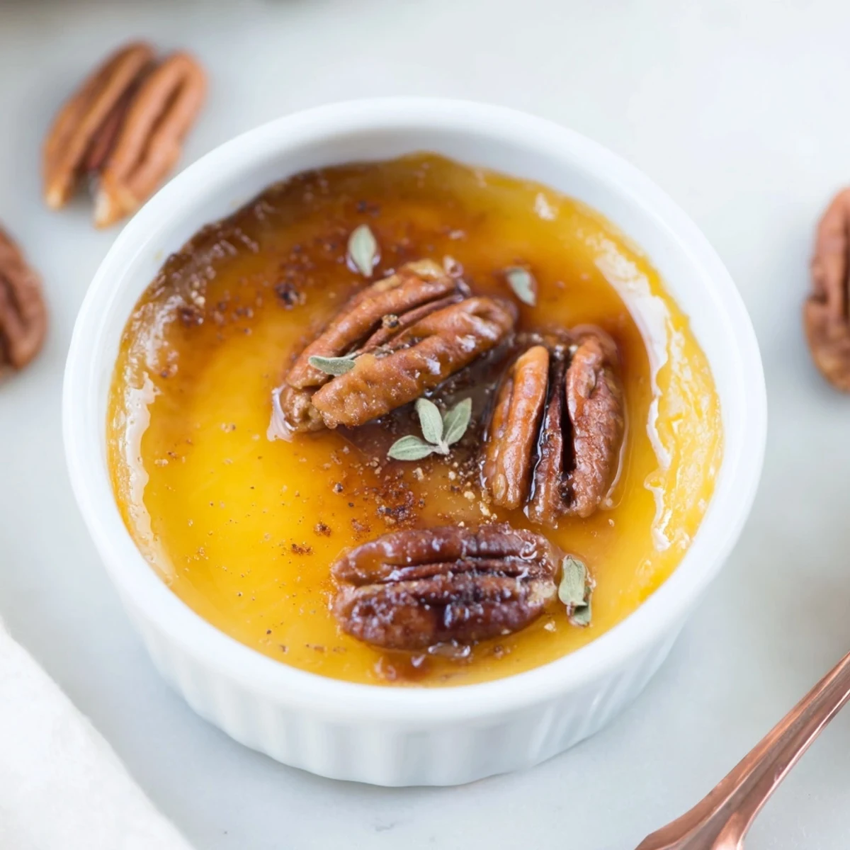 A close-up of The Copper Kettle appetizer: Sweet dates and pecans topping a rich, savory onion jam.