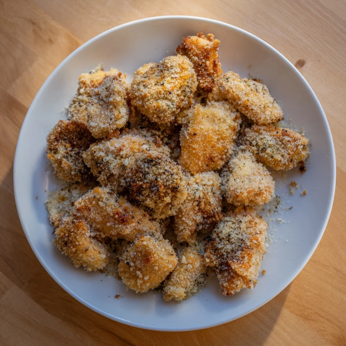 Golden, crispy air-fried chicken tenders, perfectly breaded, served with your favorite dipping sauce, ready to enjoy.