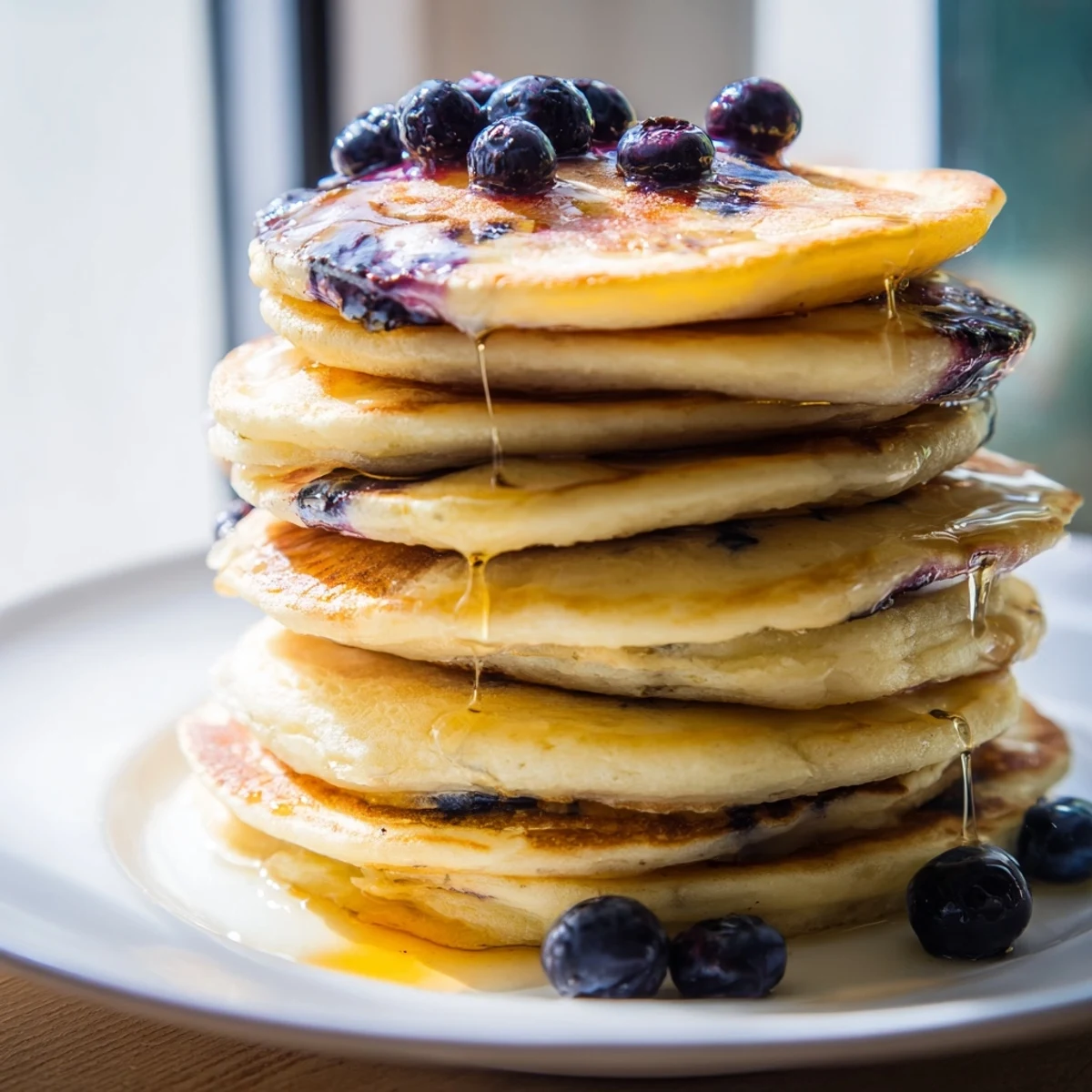 Golden and fluffy scrambled pancakes, fresh from the skillet, ready to serve with fruit and syrup.