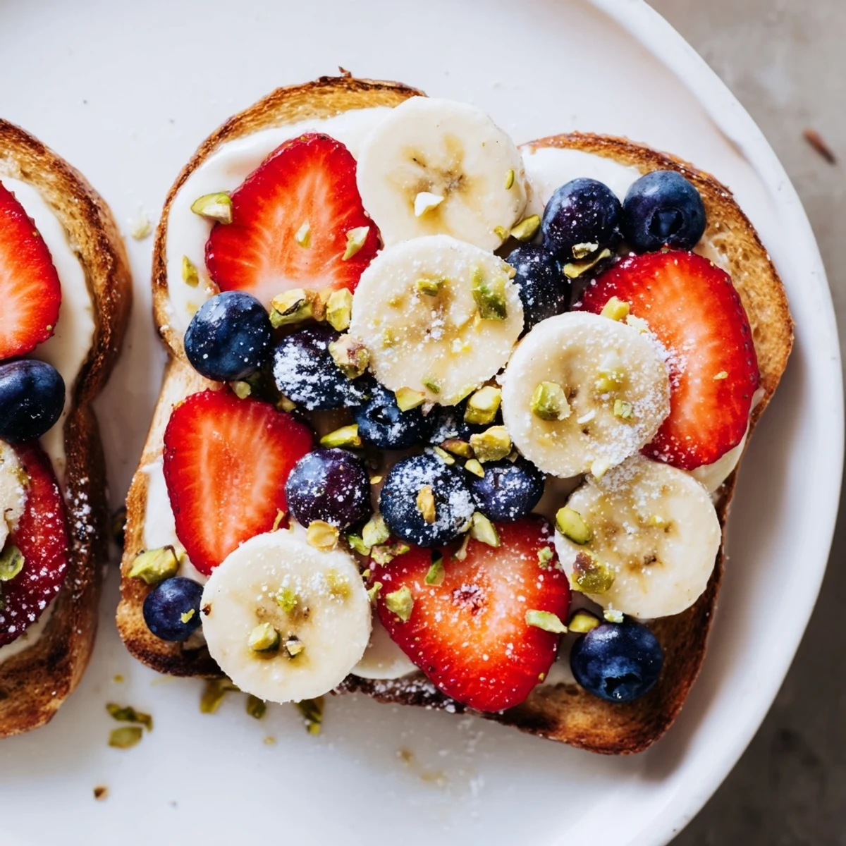 Golden-brown Viral Yogurt Toast, topped with vibrant berries, offering a delightful breakfast everyone can make.
