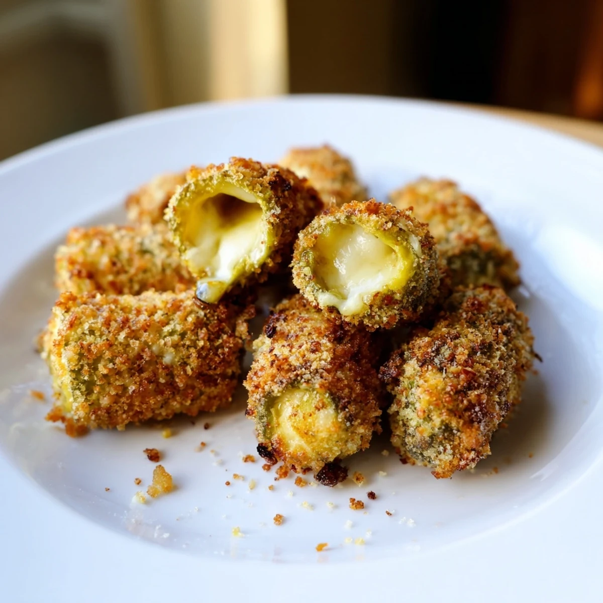 Mouthwatering image of a plate piled high with golden, crispy-fried Chickle Bites for a snack.