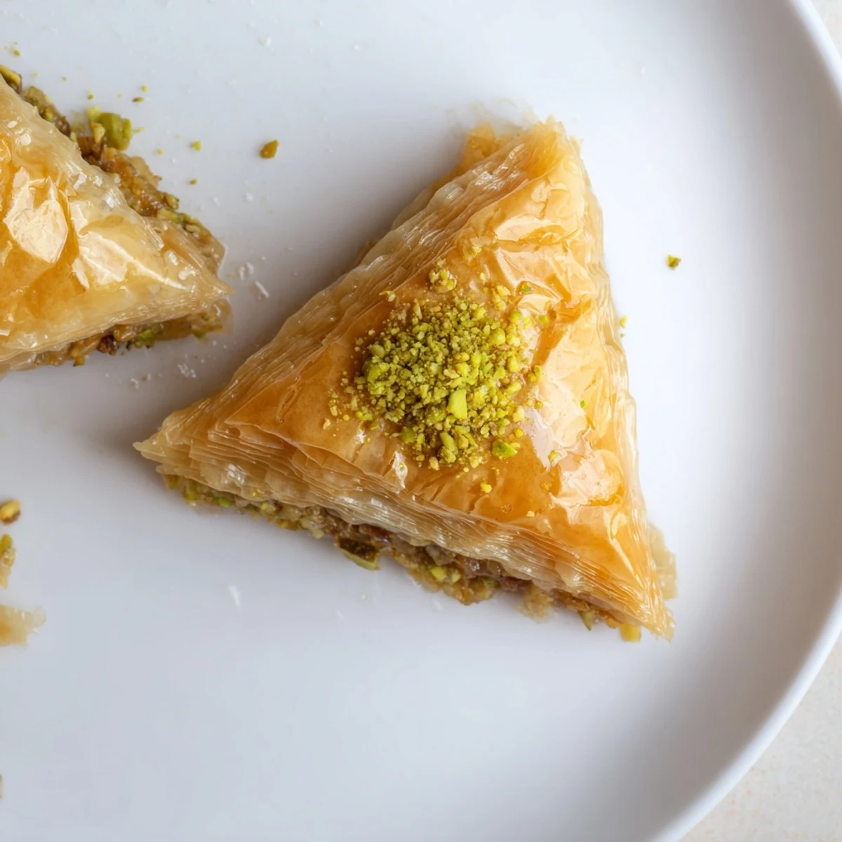 Golden, flaky layers of Turkish Hazelnut & Pistachio Baklava glistening with sweet honey syrup.