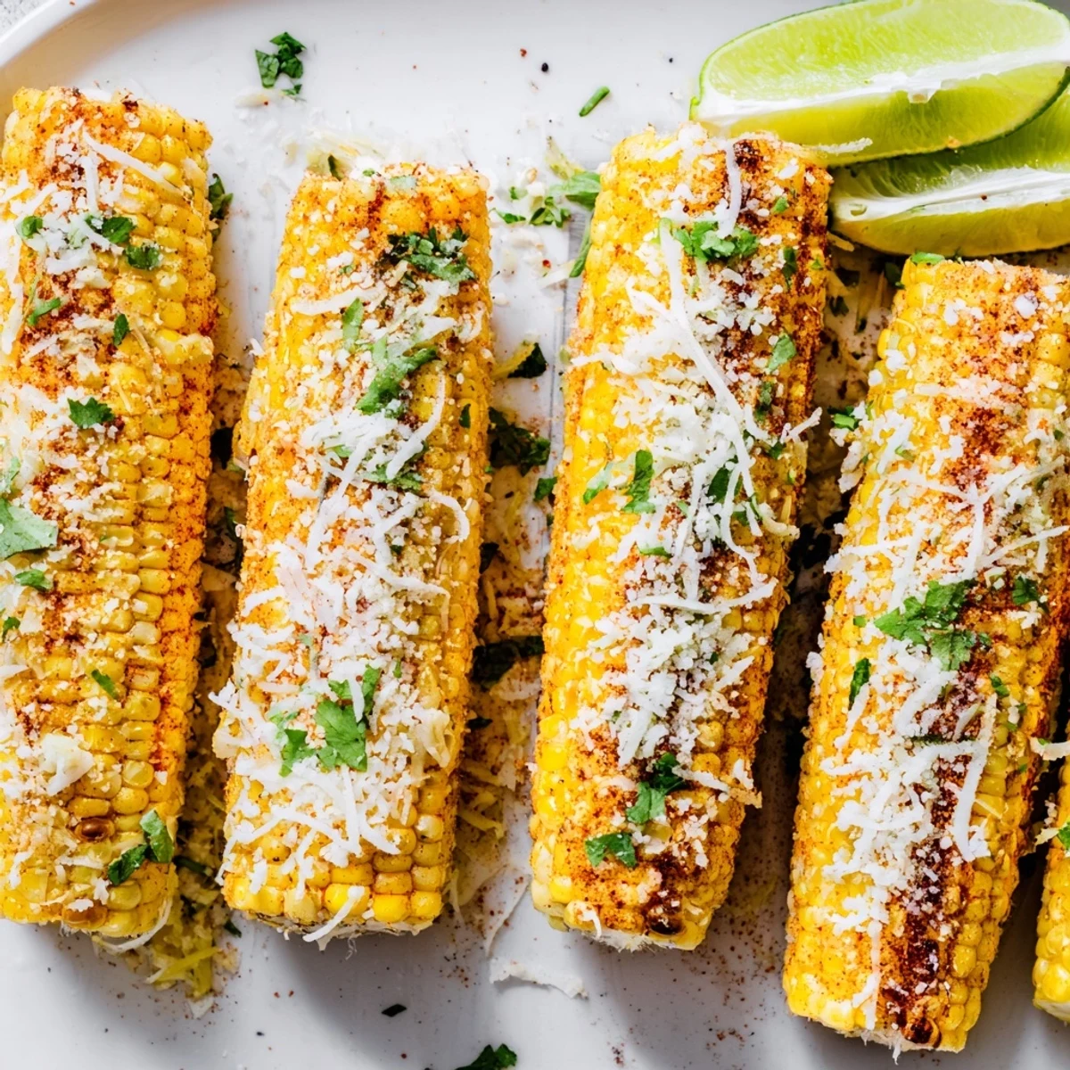 A platter of crispy cheesy corn ribs, seasoned with spices, and bubbling with melted cheese for serving.