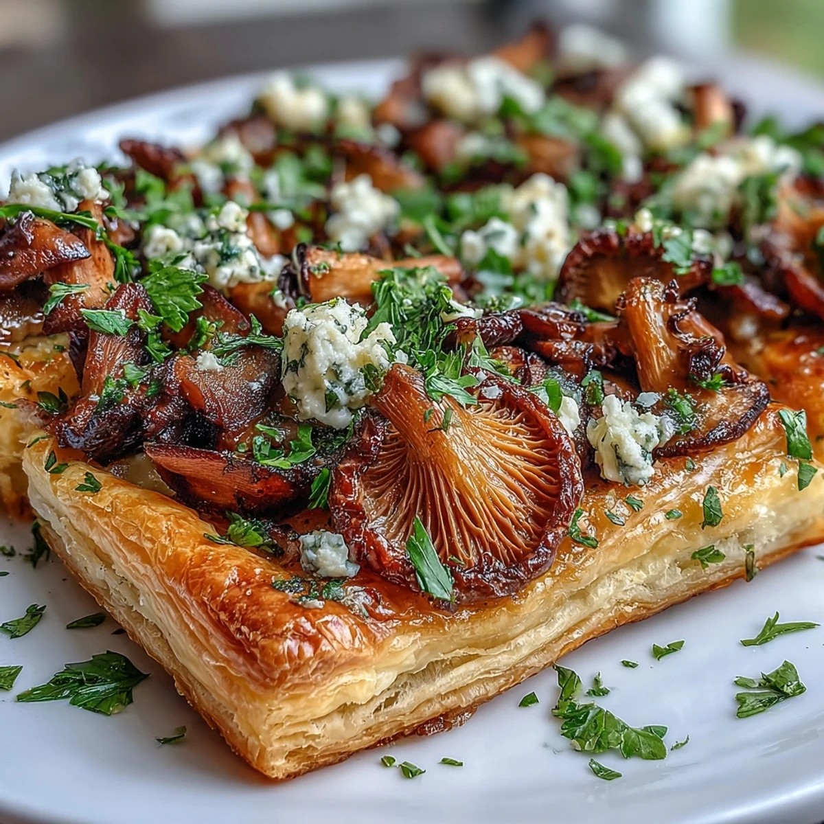 Fresh thyme and minced garlic season the sautéed wild mushrooms on this savory vegetarian Wild Mushroom Tart.
