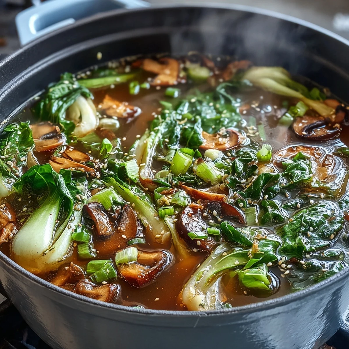 A steaming pot of Asian Hot Pot filled with fresh vegetables, noodles, and proteins simmering in aromatic broth, ready for interactive dining.  
