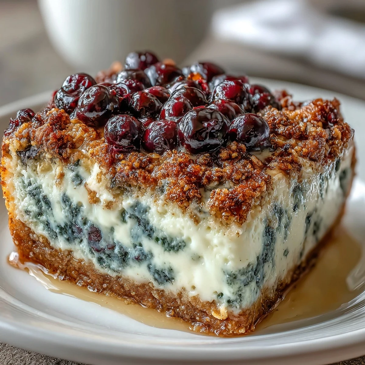 A wholesome blueberry cottage cheese breakfast bake with creamy texture and bursts of juicy berries, perfect for high-protein mornings.