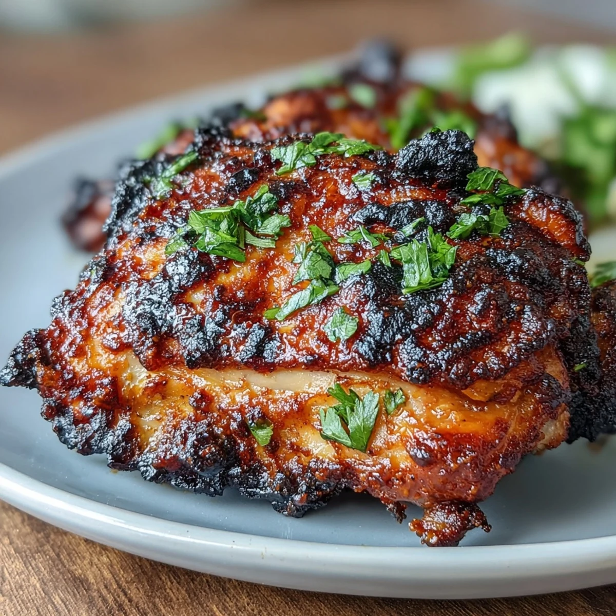 Aromatic tandoori chicken thighs marinated in spiced yogurt, roasted until smoky and charred, served with fresh lemon wedges.  