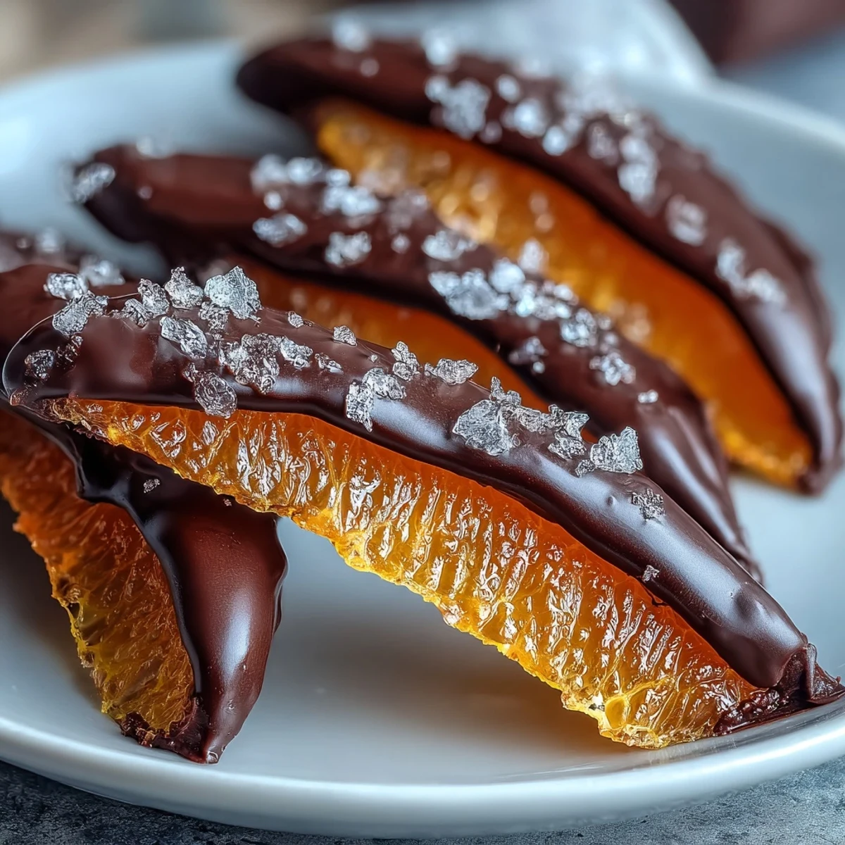 3. Handmade candied orange peel enrobed in smooth dark chocolate, a sophisticated French confection delight.