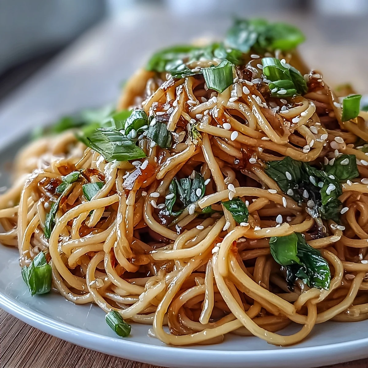 Asian Ginger Scallion Noodles with Soy Glaze: a vibrant, aromatic noodle dish with fresh ginger, scallions, and savory-sweet soy glaze—perfect for quick weeknight meals.