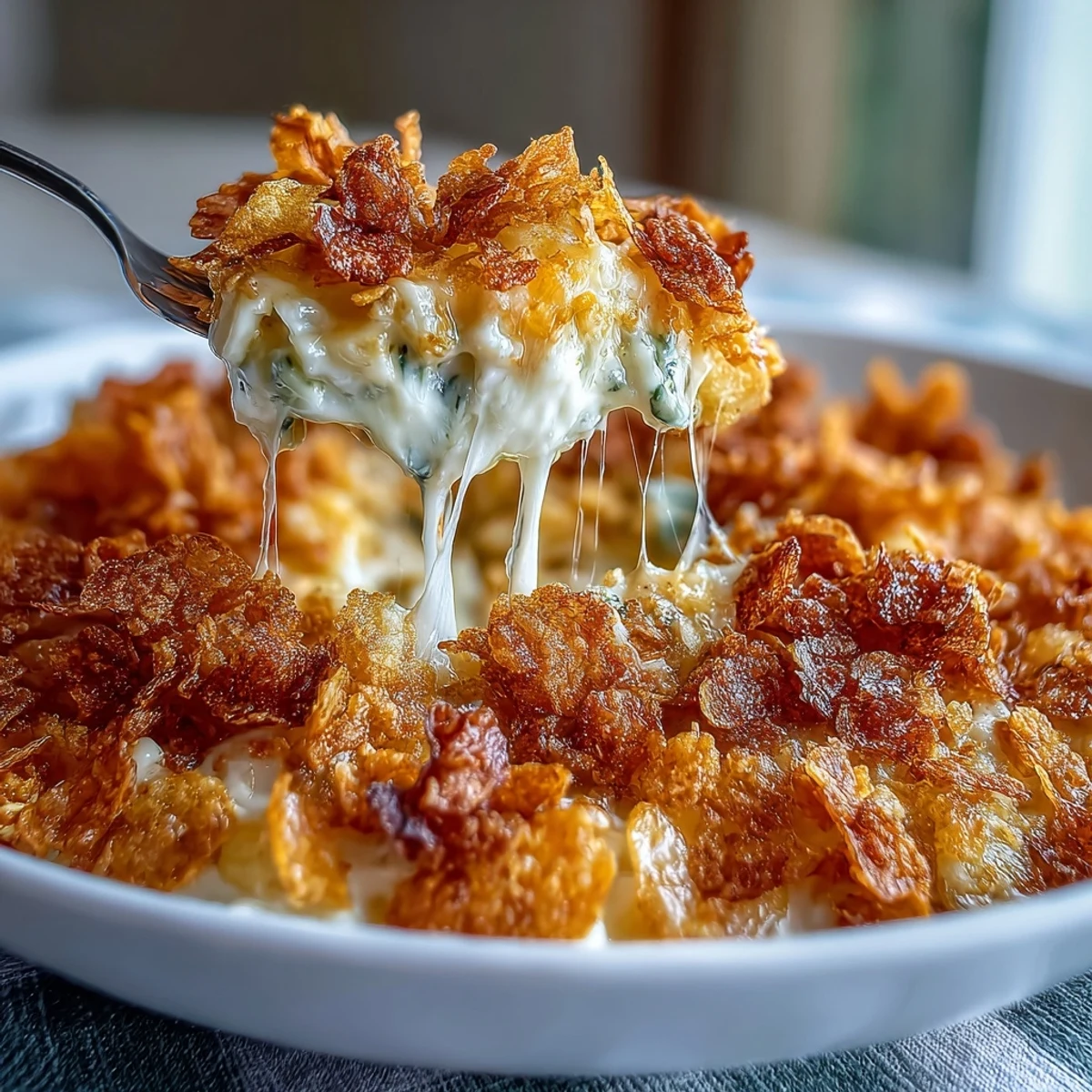 Funeral potatoes baked to perfection with creamy layers and a crunchy, buttery cornflake topping, ideal for comforting holiday meals.