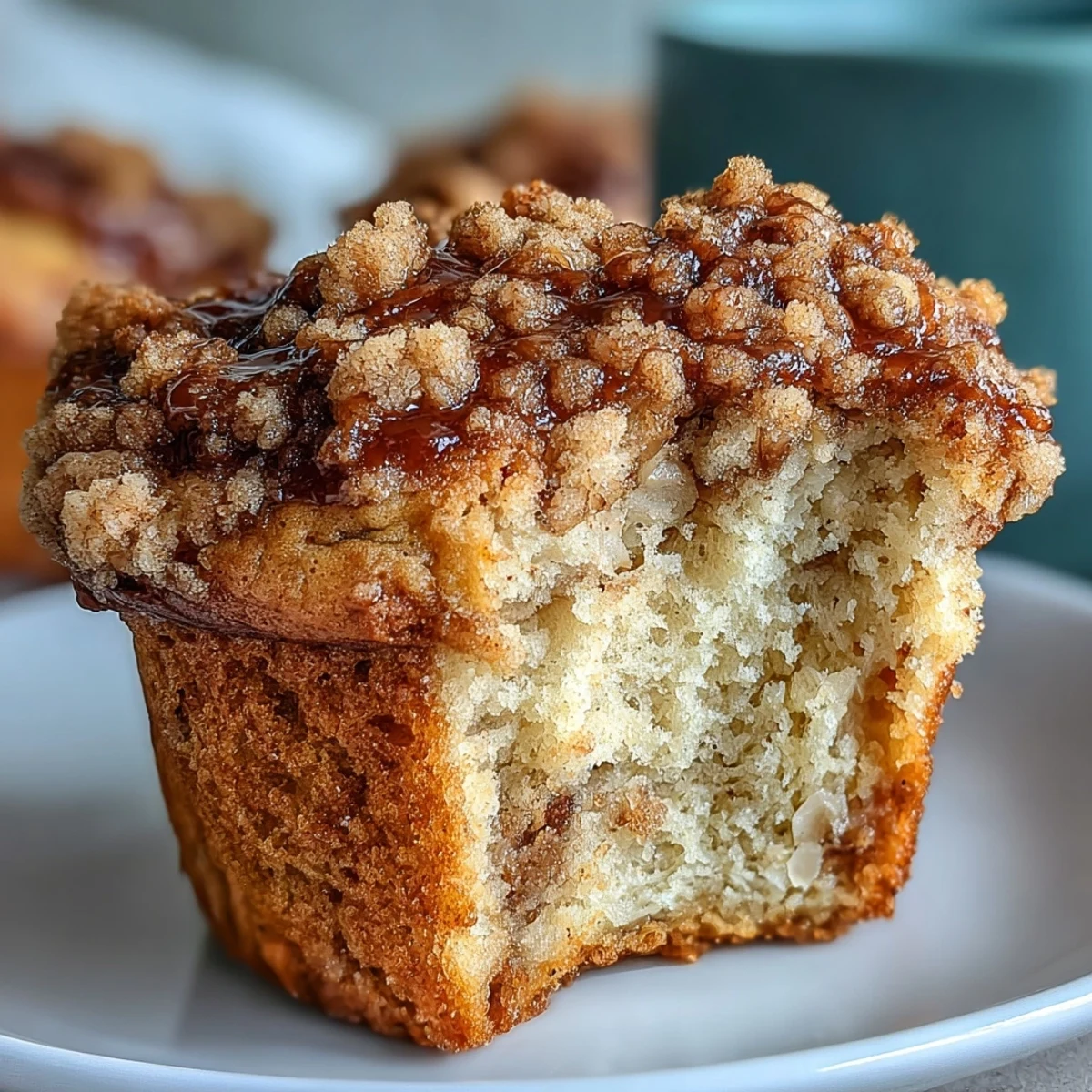 Golden sourdough discard banana muffins topped with a crunchy cinnamon streusel, perfect for a cozy breakfast or afternoon treat.
