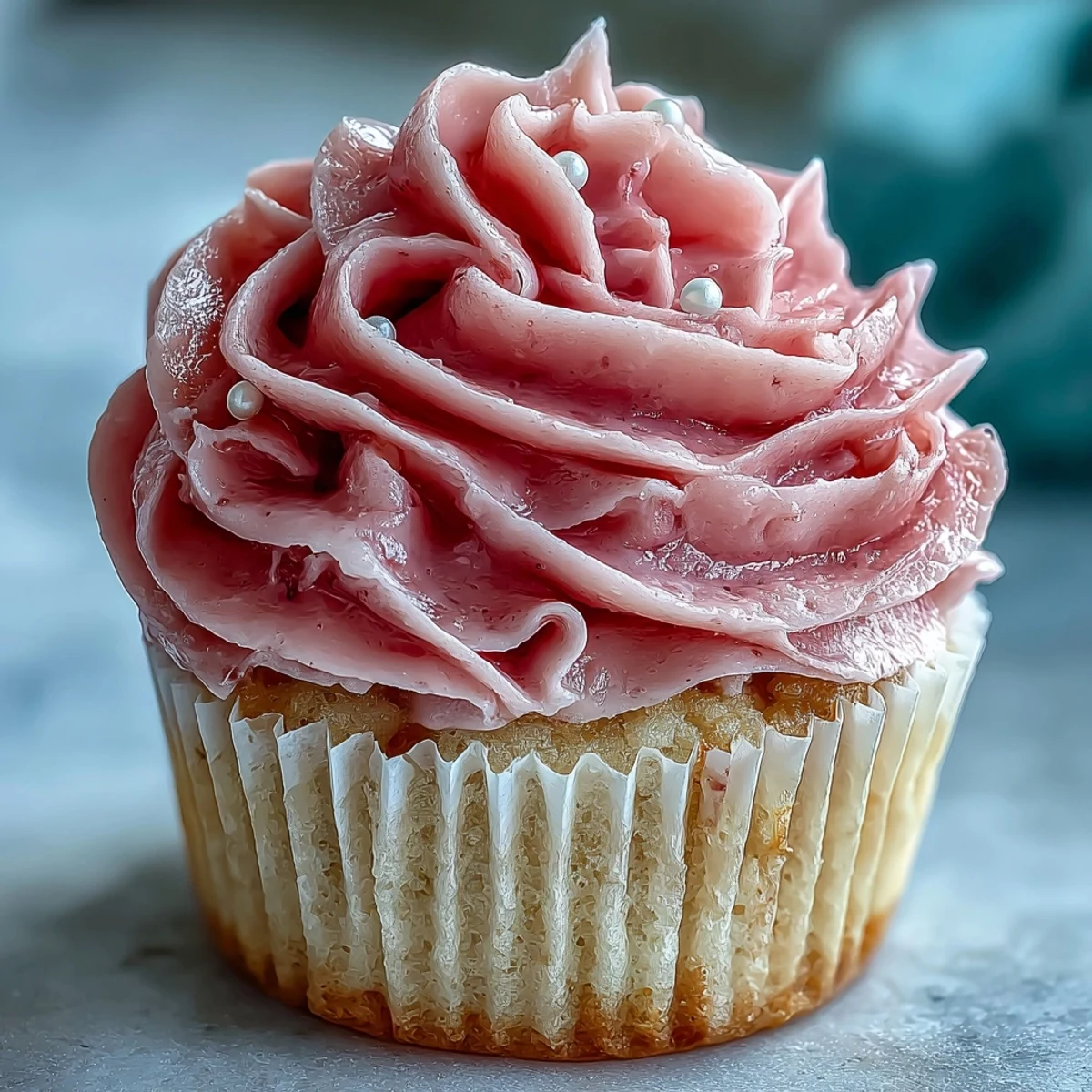 Elegant vanilla cupcakes with silky pink buttercream frosting, ideal for bridal shower dessert tables and celebrations.
