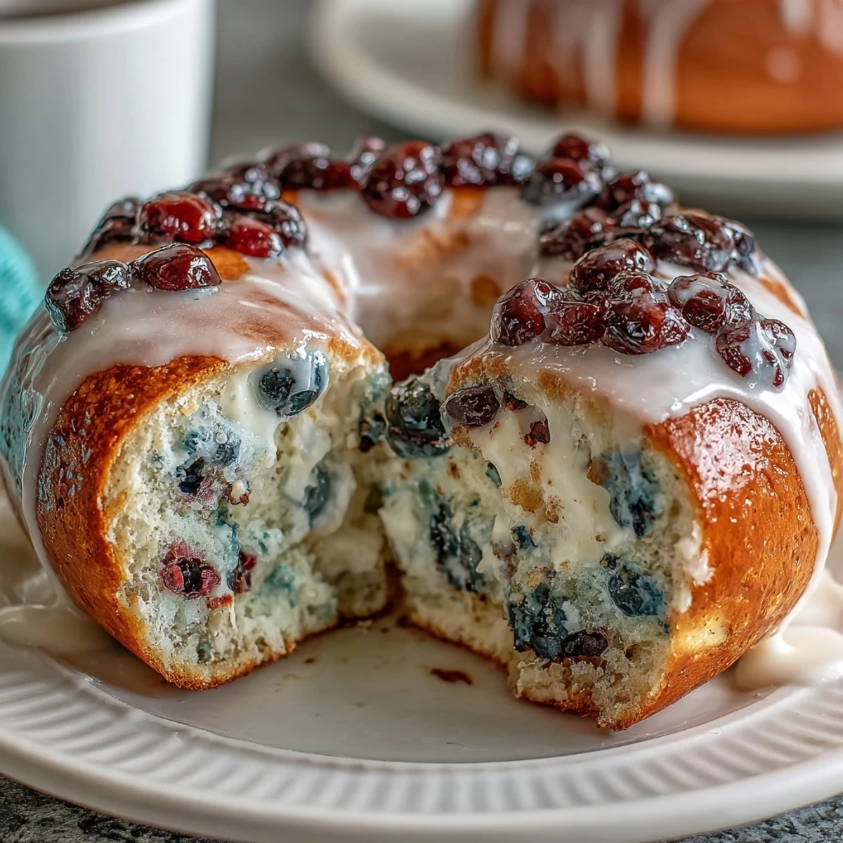 Homemade blueberry protein bagels with lemon glaze, golden and chewy, studded with juicy berries and drizzled with zesty citrus icing.  