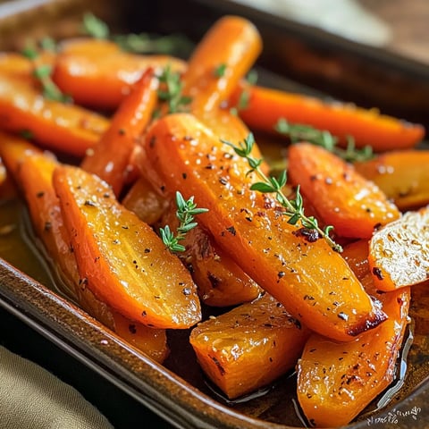 A pan of carrots with herbs.