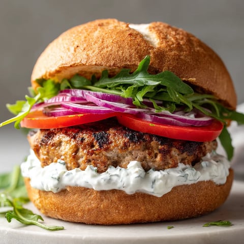 A burger with lettuce, tomato, and bacon.