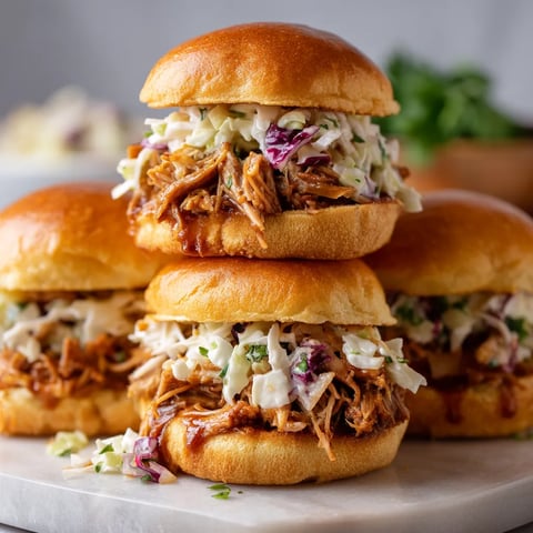 A stack of sandwiches with coleslaw.