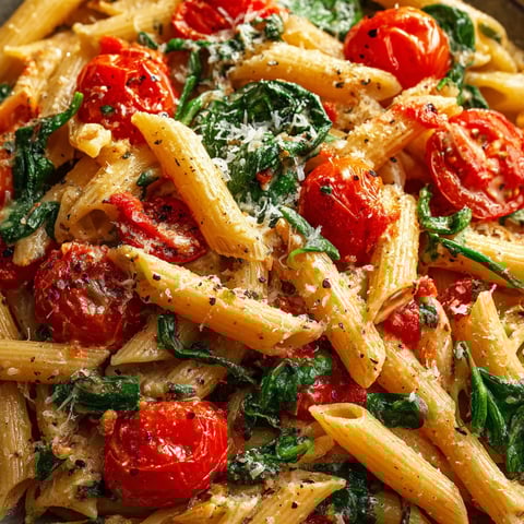 A one-pot creamy tomato basil pasta dish.
