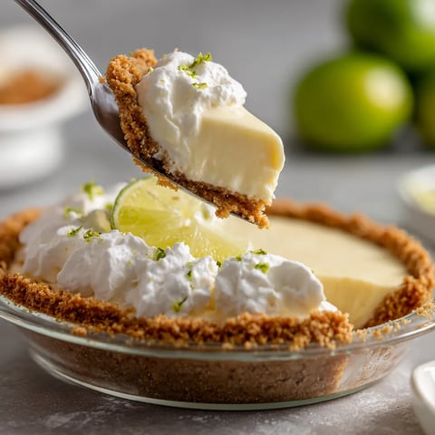 A slice of key lime pie is being served.