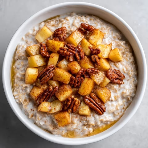 A bowl of oatmeal with nuts and fruit.