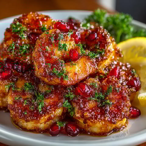 A plate of shrimp with a lemon wedge.