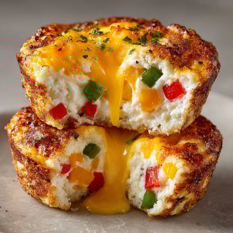 Two cheesy protein egg muffins on a plate.