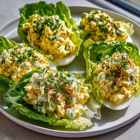 A plate of egg salad lettuce wraps.